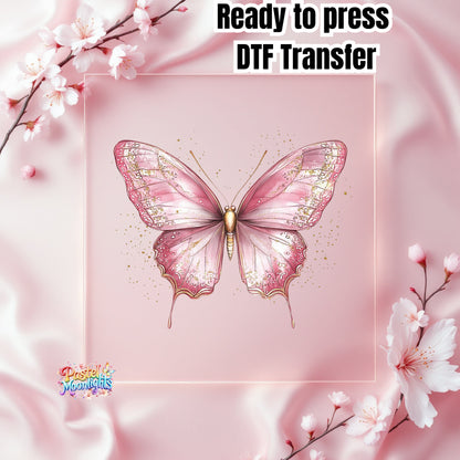 Pink Butterfly Design 1 DTF Print Ready to Press