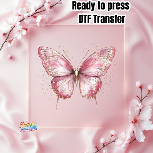 Pink Butterfly Design 1 DTF Print Ready to Press