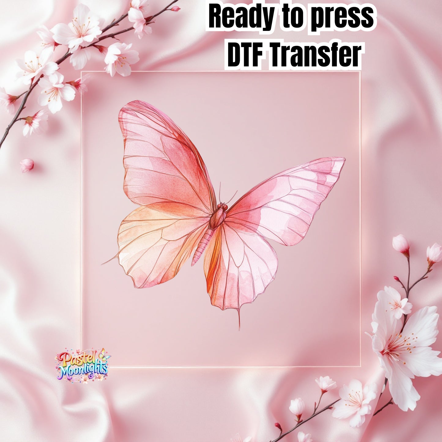 Pink Butterfly Design 23 DTF Print Ready to Press
