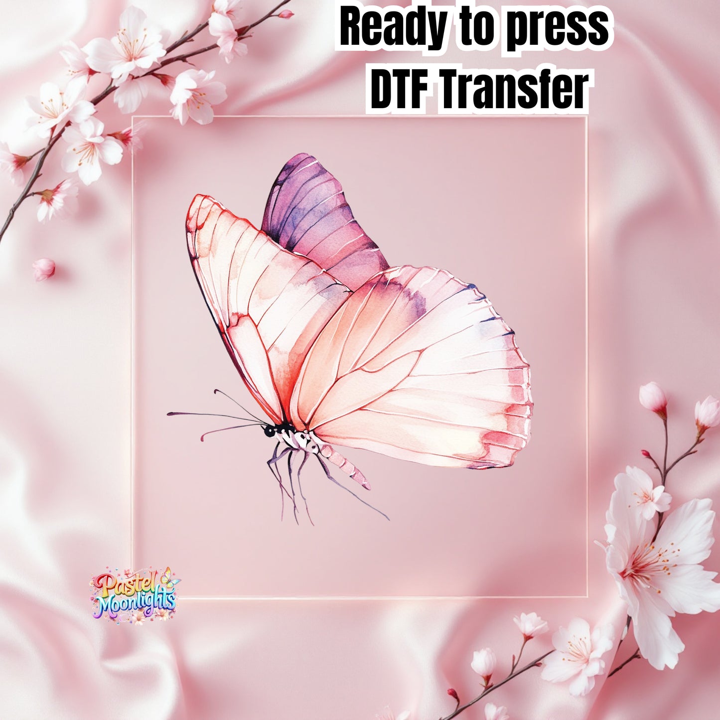 Pink Butterfly Design 22 DTF Print Ready to Press