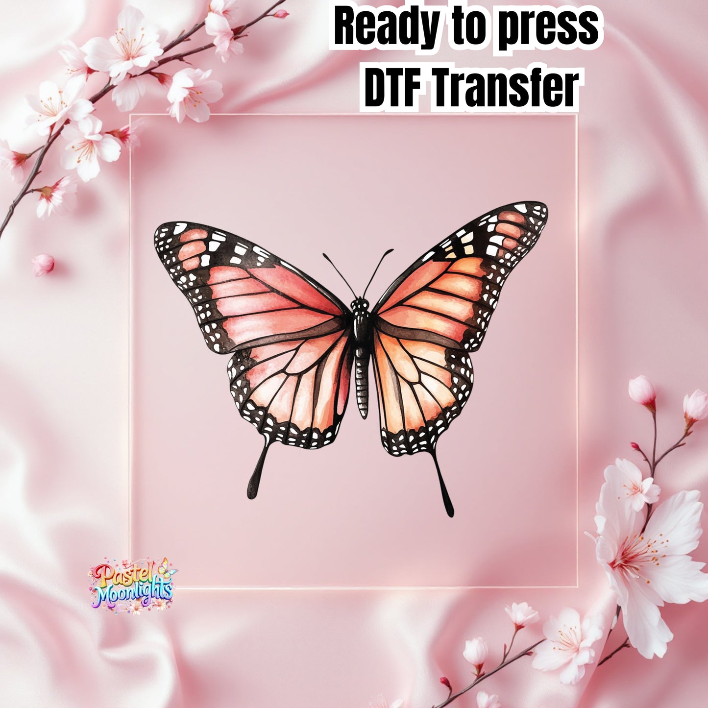 Pink Butterfly Design 20 DTF Print Ready to Press