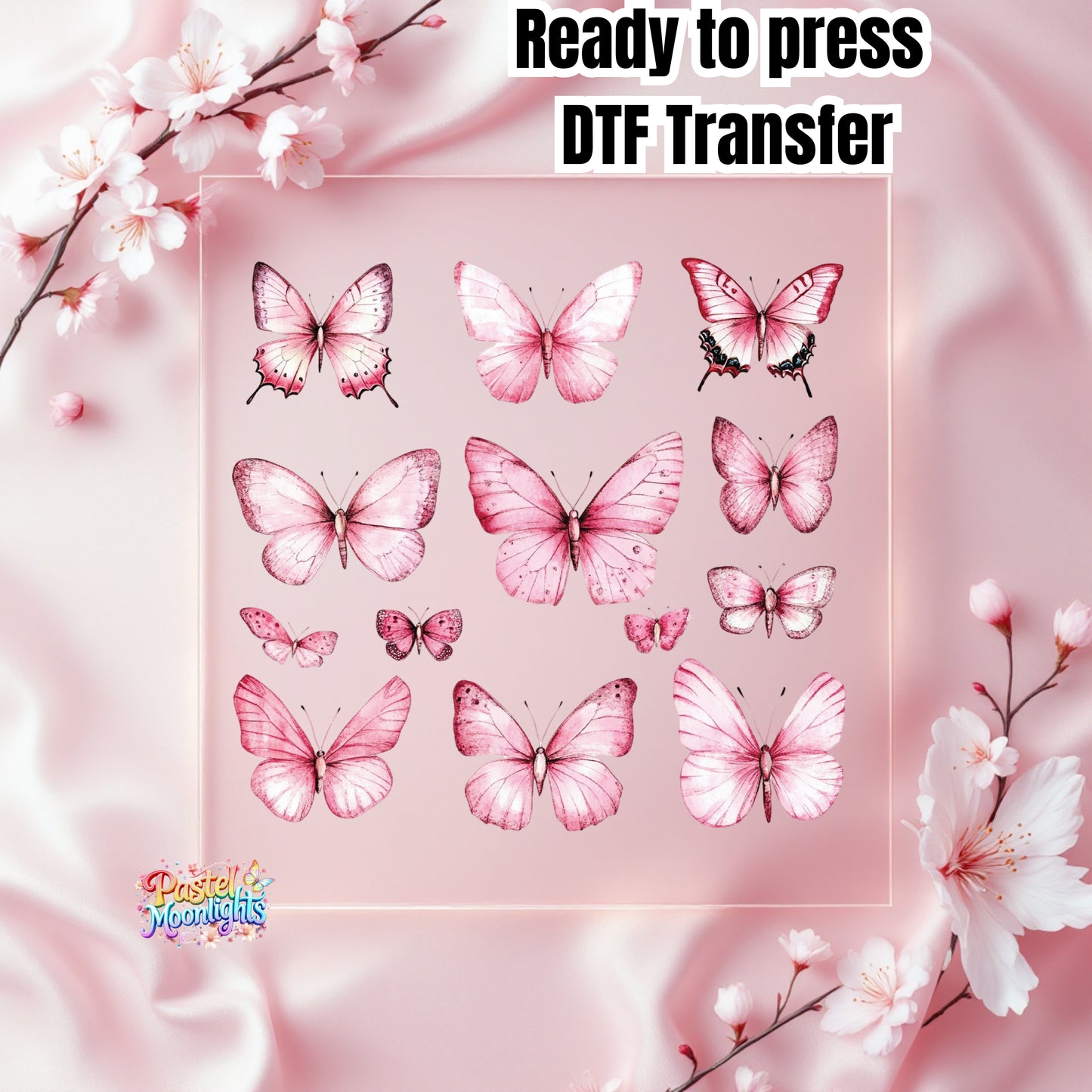 Pink Butterfly Design 19 DTF Print Ready to Press
