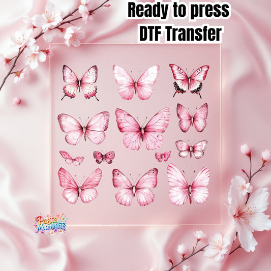 Pink Butterfly Design 19 DTF Print Ready to Press