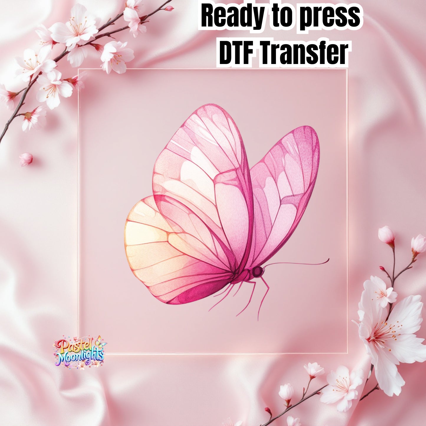 Pink Butterfly Design 17 DTF Print Ready to Press