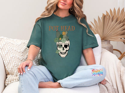 Pot Head Skull DTF Print Ready to Press