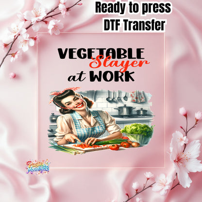 Retro Woman Kitchen 1 DTF Print Ready to Press