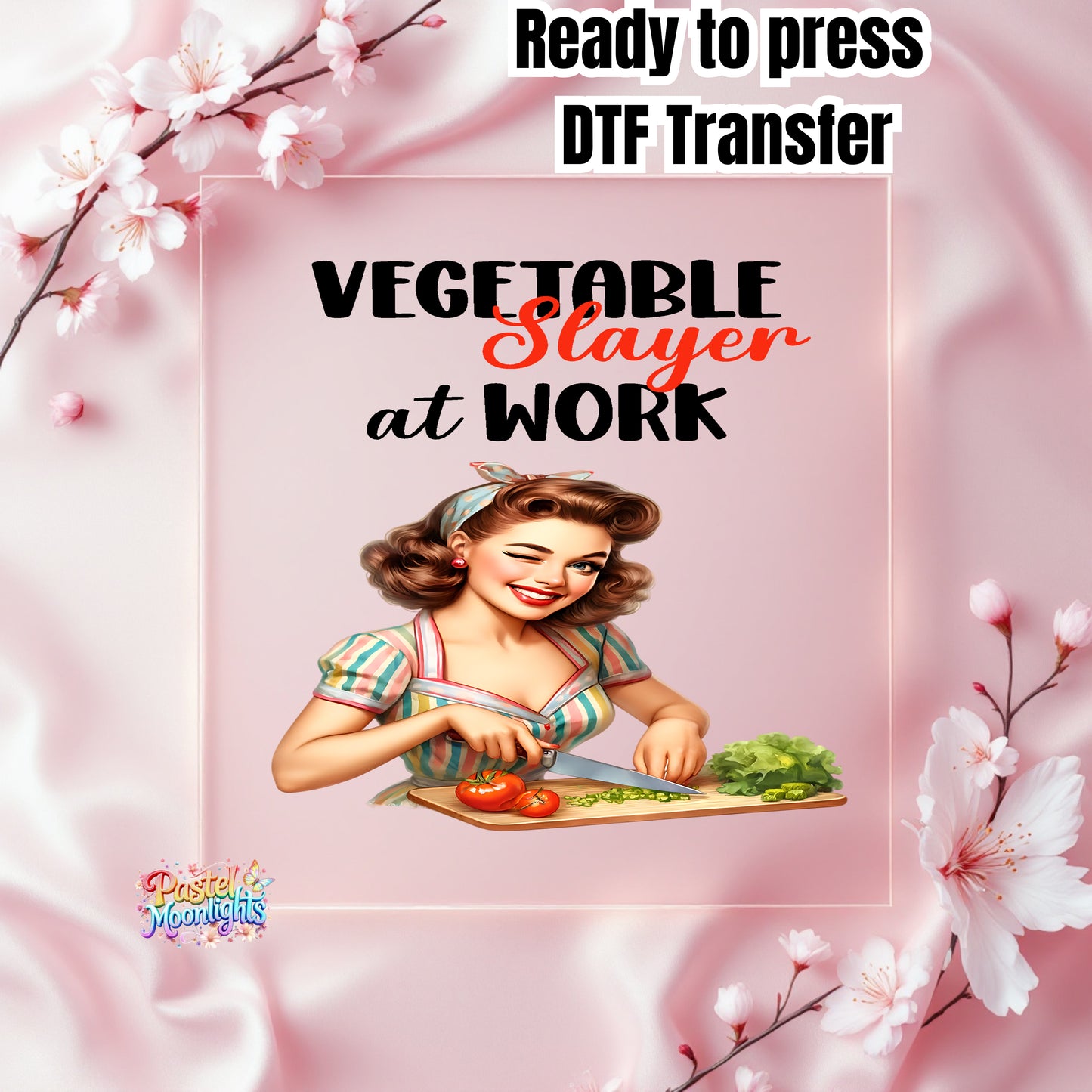 Retro Woman Kitchen 2 DTF Print Ready to Press