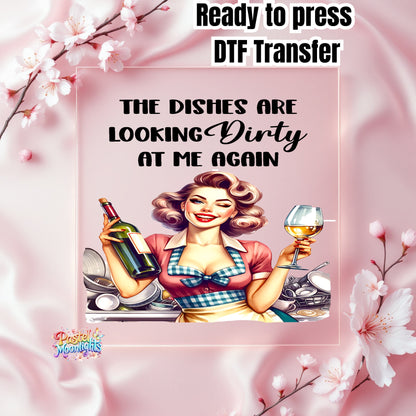 Retro Woman Kitchen 32 DTF Print Ready to Press