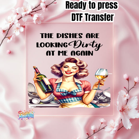 Retro Woman Kitchen 32 DTF Print Ready to Press