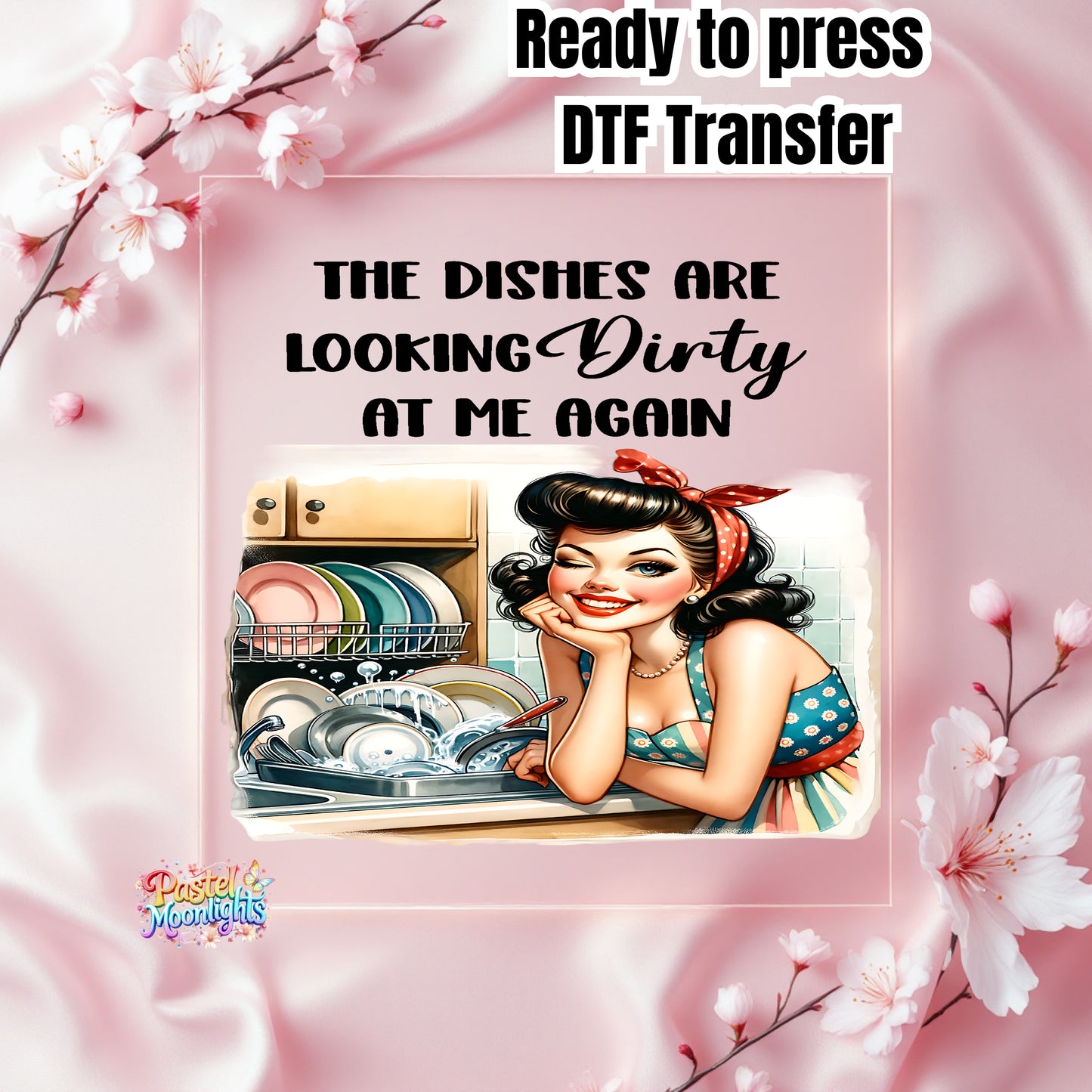 Retro Woman Kitchen 34 DTF Print Ready to Press