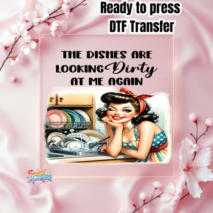 Retro Woman Kitchen 34 DTF Print Ready to Press