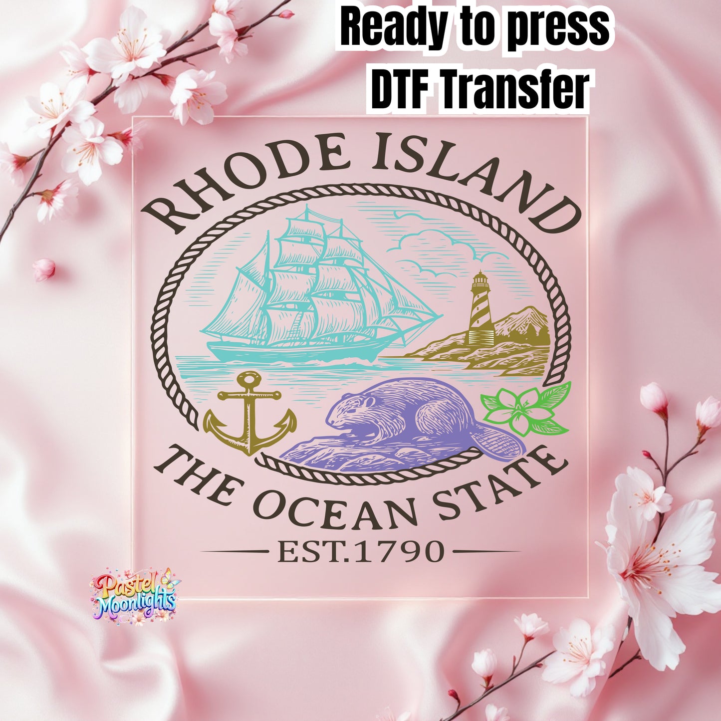 Rhode Island The Ocean State  DTF Print Ready to Press