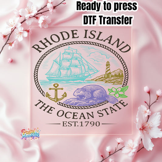 Rhode Island The Ocean State  DTF Print Ready to Press