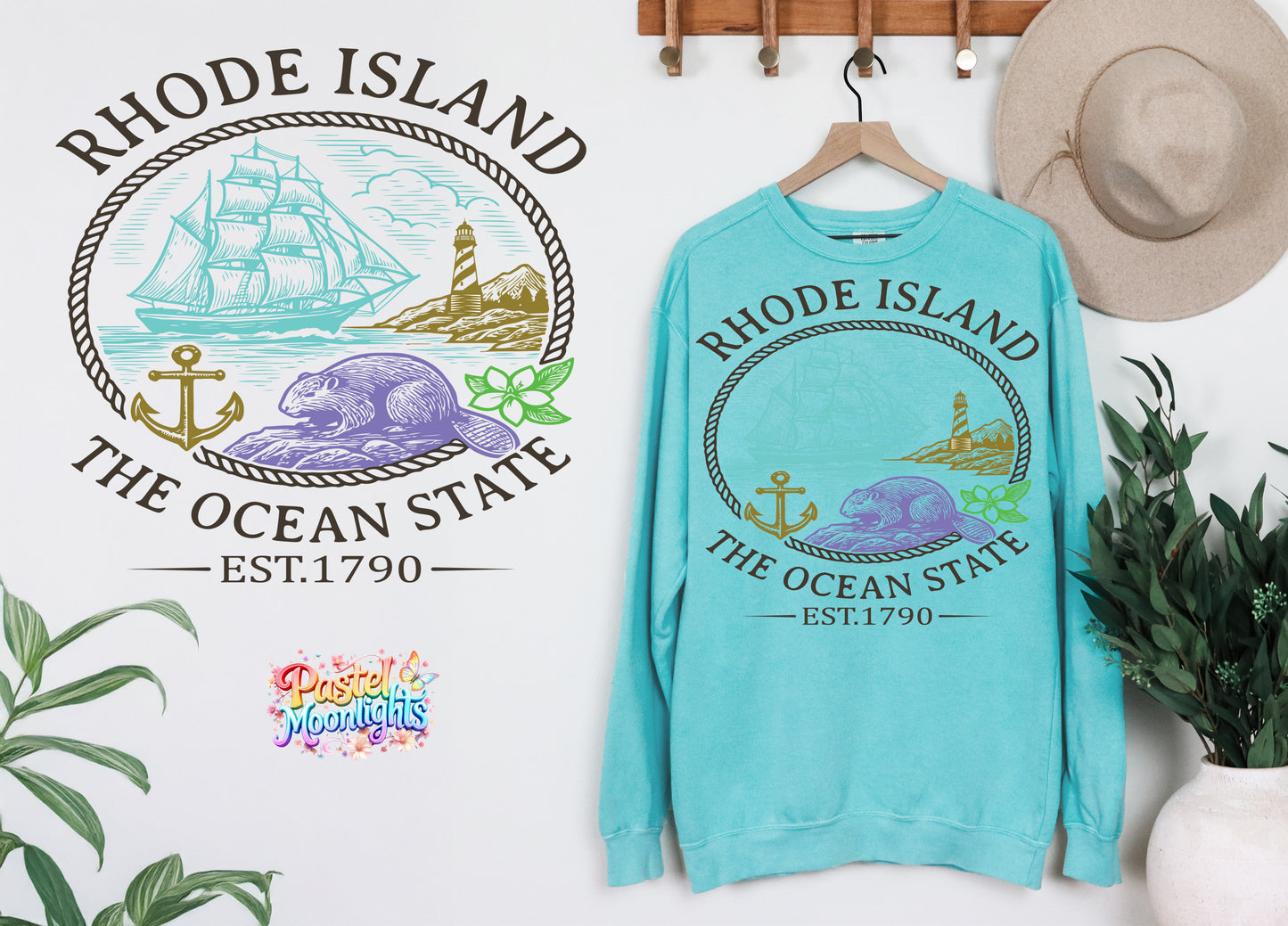 Rhode Island The Ocean State  DTF Print Ready to Press