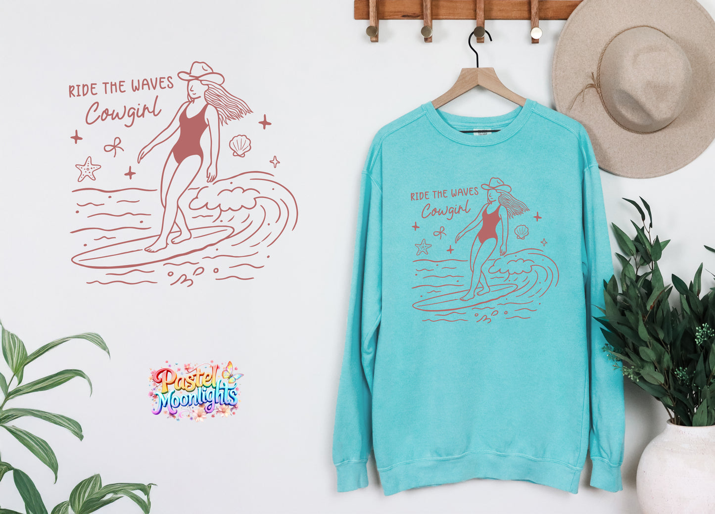 Ride-the-waves-cowgirl DTF Print Ready to Press