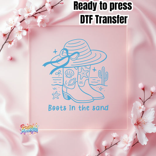 Boots in the sand DTF Print Ready to Press