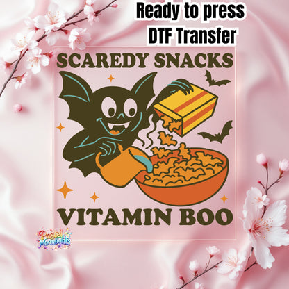 Scaredy Snacks vitamin boo DTF Print Ready to Press
