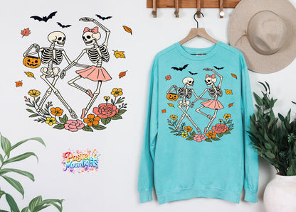 Skeletons Dancing with Flowers DTF Print Ready to Press