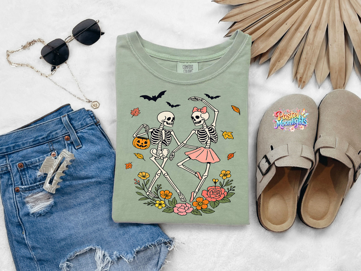 Skeletons Dancing with Flowers DTF Print Ready to Press