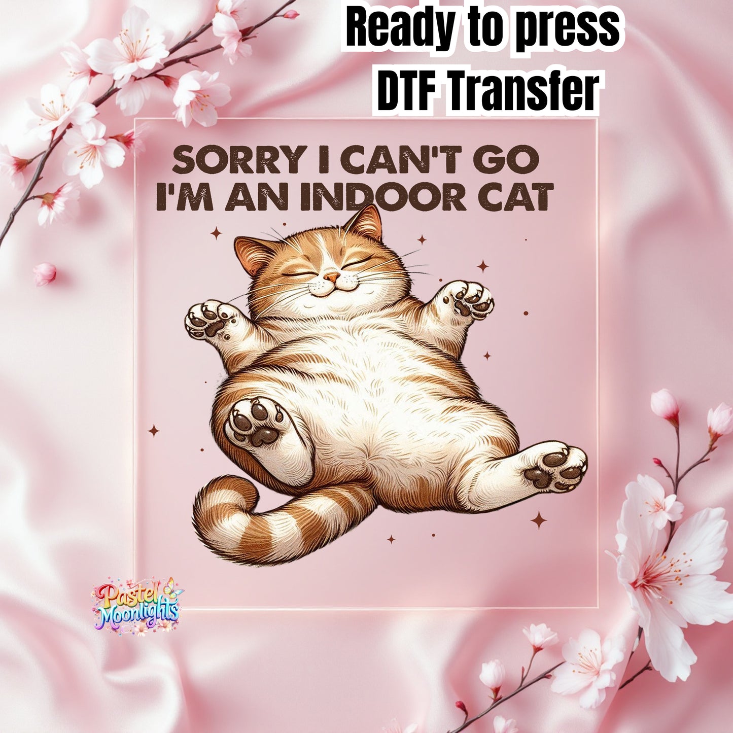 Sorry I cant go, Im an Indoor  Cat DTF Print Ready to Press