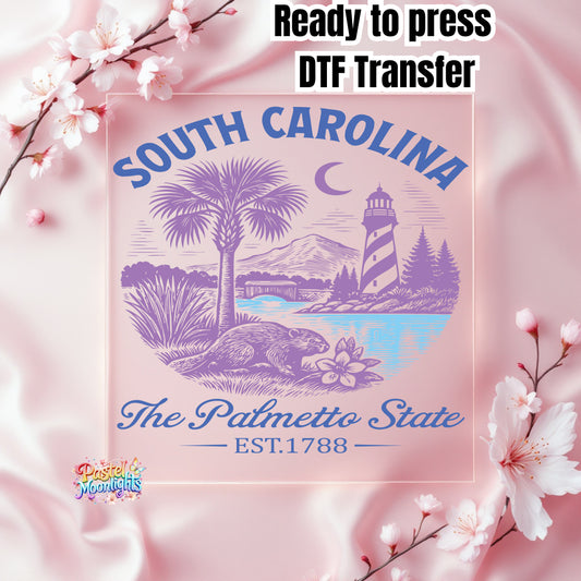 South Carolina The Palmetto State DTF Print Ready to Press