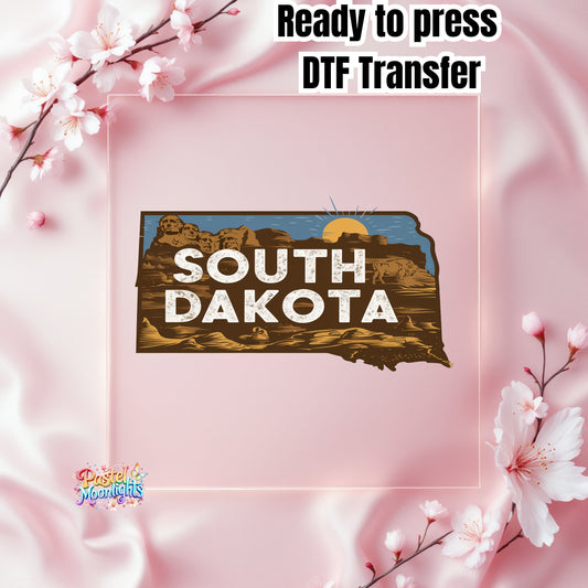 South Dakota The Mount Rushmore State DTF Print Ready to Press