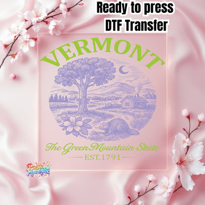 Vermont The Green Mountain State DTF Print Ready to Press