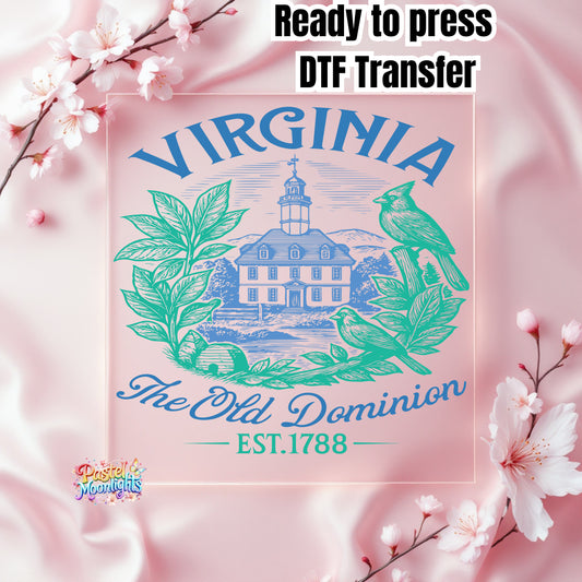 Virginia The Old Dominion DTF Print Ready to Press