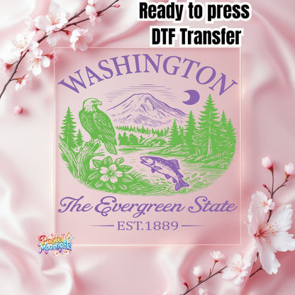 Washington The Evergreen State DTF Print Ready to Press