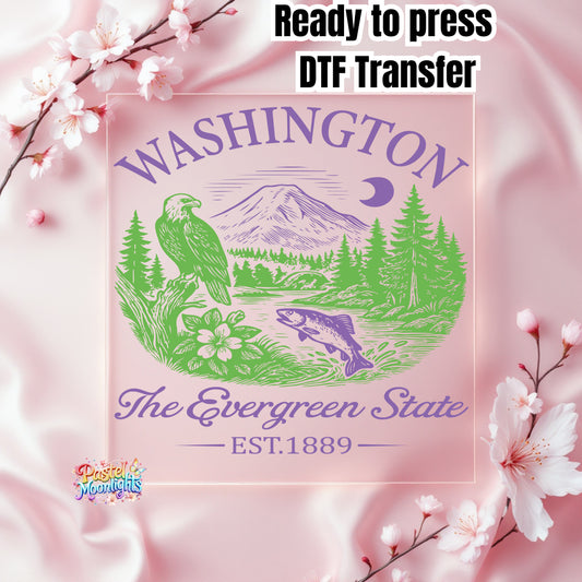 Washington The Evergreen State DTF Print Ready to Press
