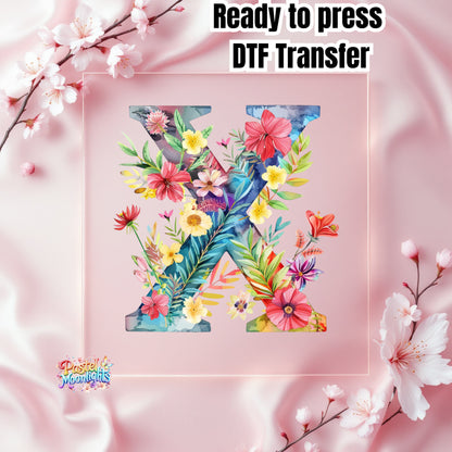 Flower Letter Design X DTF Print Ready to Press