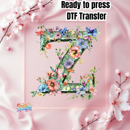 Flower Letter Design Z DTF Print Ready to Press