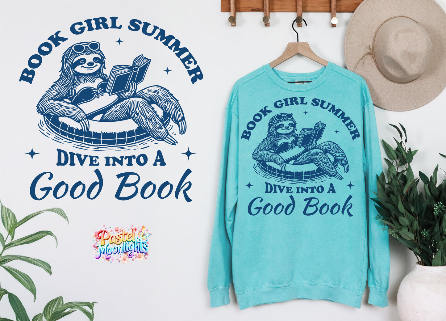 Book girl summer dive into a good book DTF Print Ready to Press