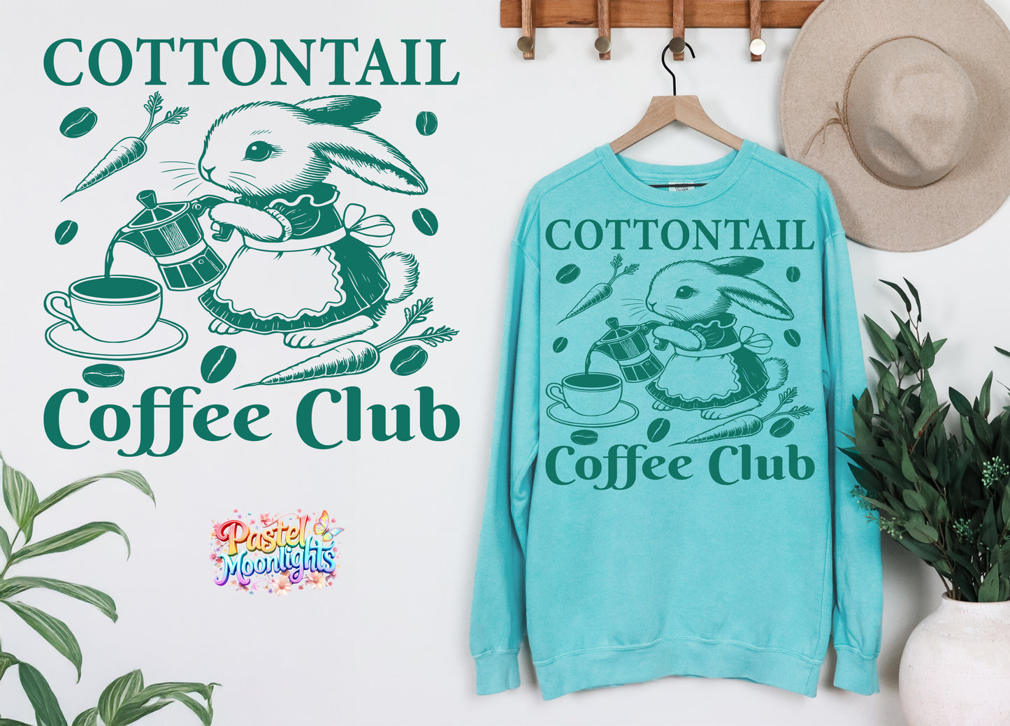 Cotton tail coffee club coffee makes me hoppy DTF Print Ready to Press