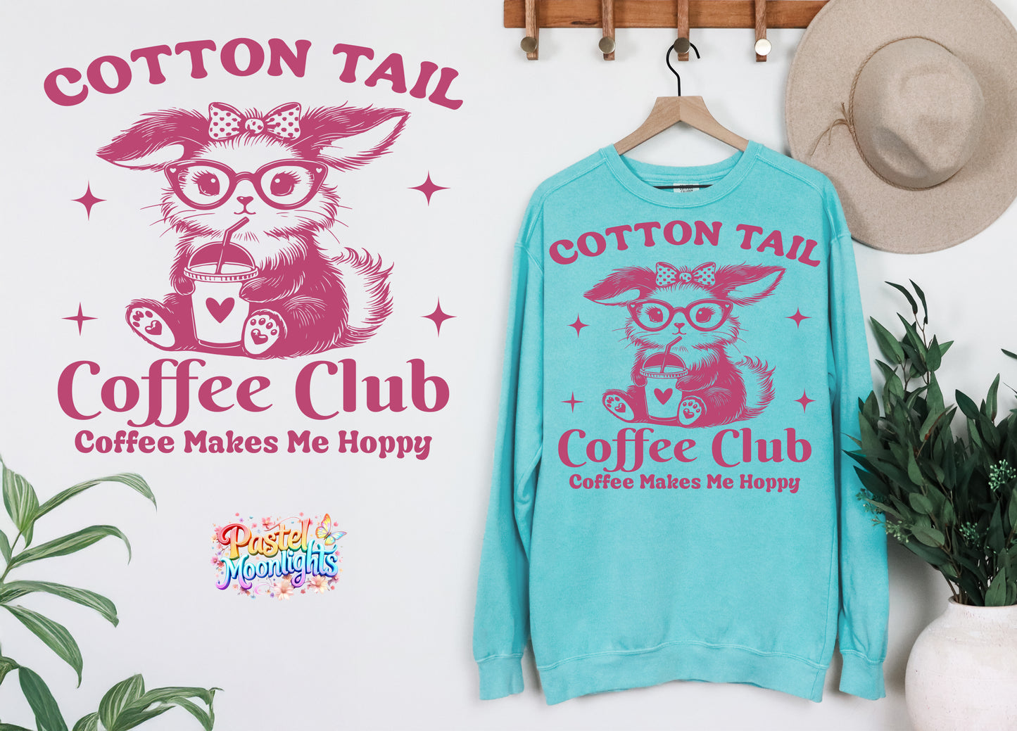 Cottontail coffee club DTF Print Ready to Press