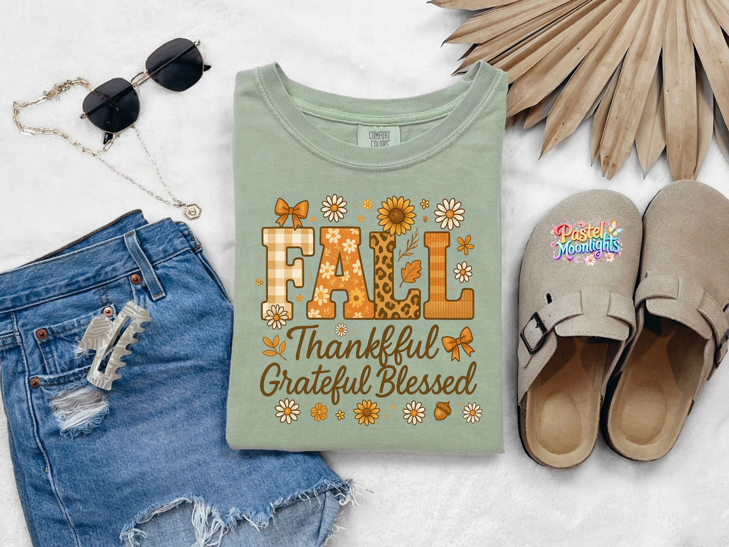 Fall Thankful Grateful Blessed DTF Print Ready to Press