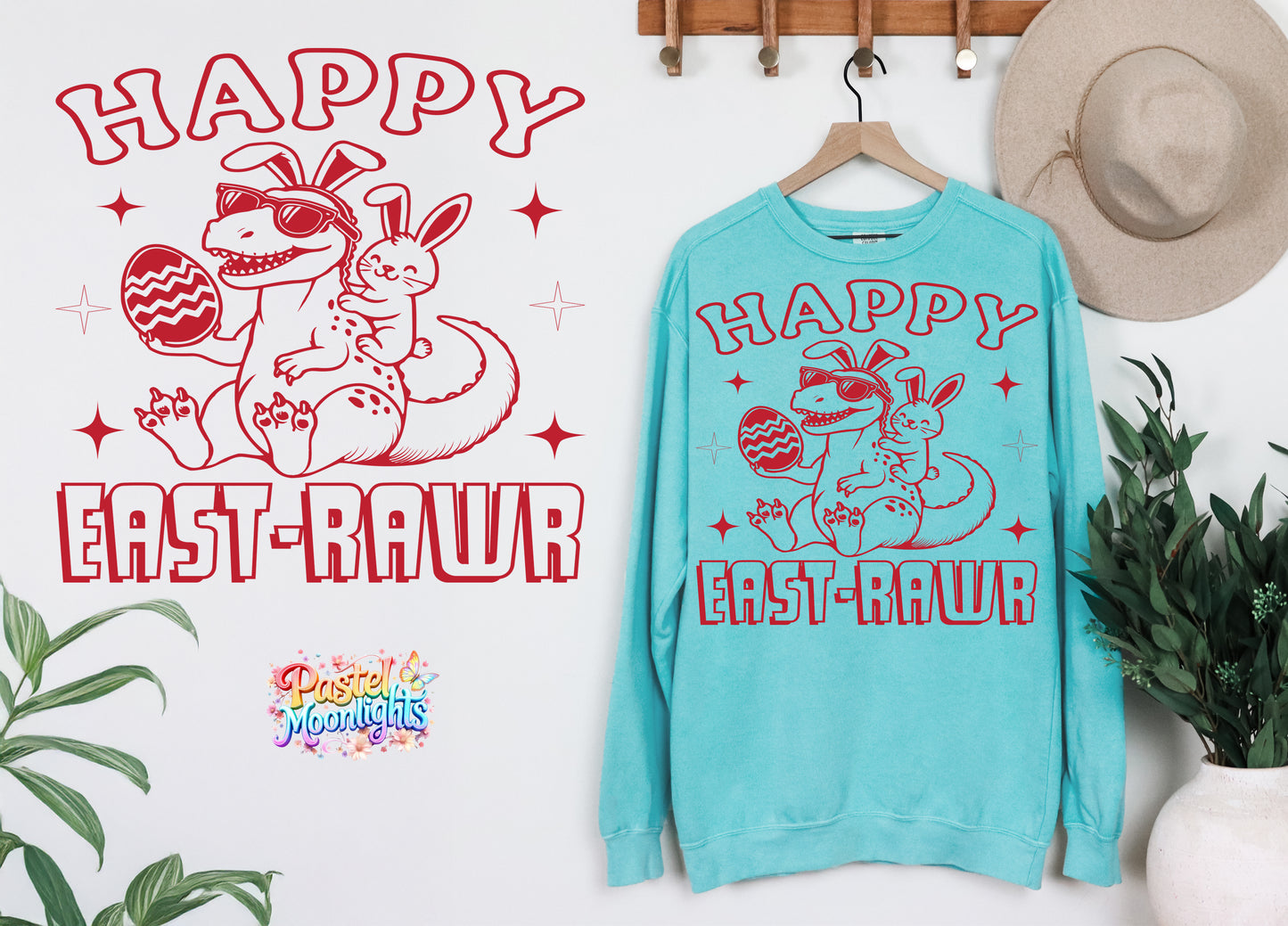 Happy east rawr Red DTF Print Ready to Press